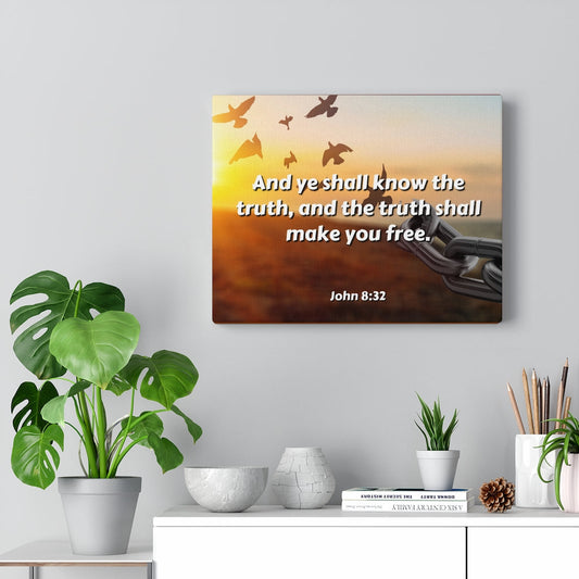 The Truth John 8:32 Bible Verse Canvas Christian Wall Art Ready to Hang Unframed-Express Your Love Gifts