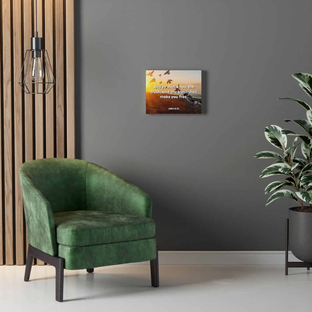 The Truth John 8:32 Bible Verse Canvas Christian Wall Art Ready to Hang Unframed-Express Your Love Gifts