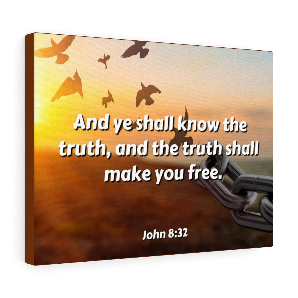 The Truth John 8:32 Bible Verse Canvas Christian Wall Art Ready to Hang Unframed-Express Your Love Gifts
