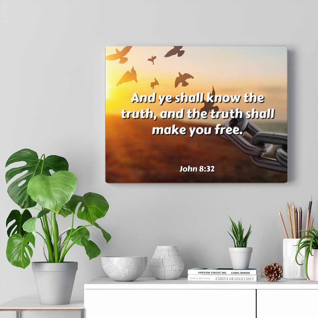 The Truth John 8:32 Bible Verse Canvas Christian Wall Art Ready to Hang Unframed-Express Your Love Gifts