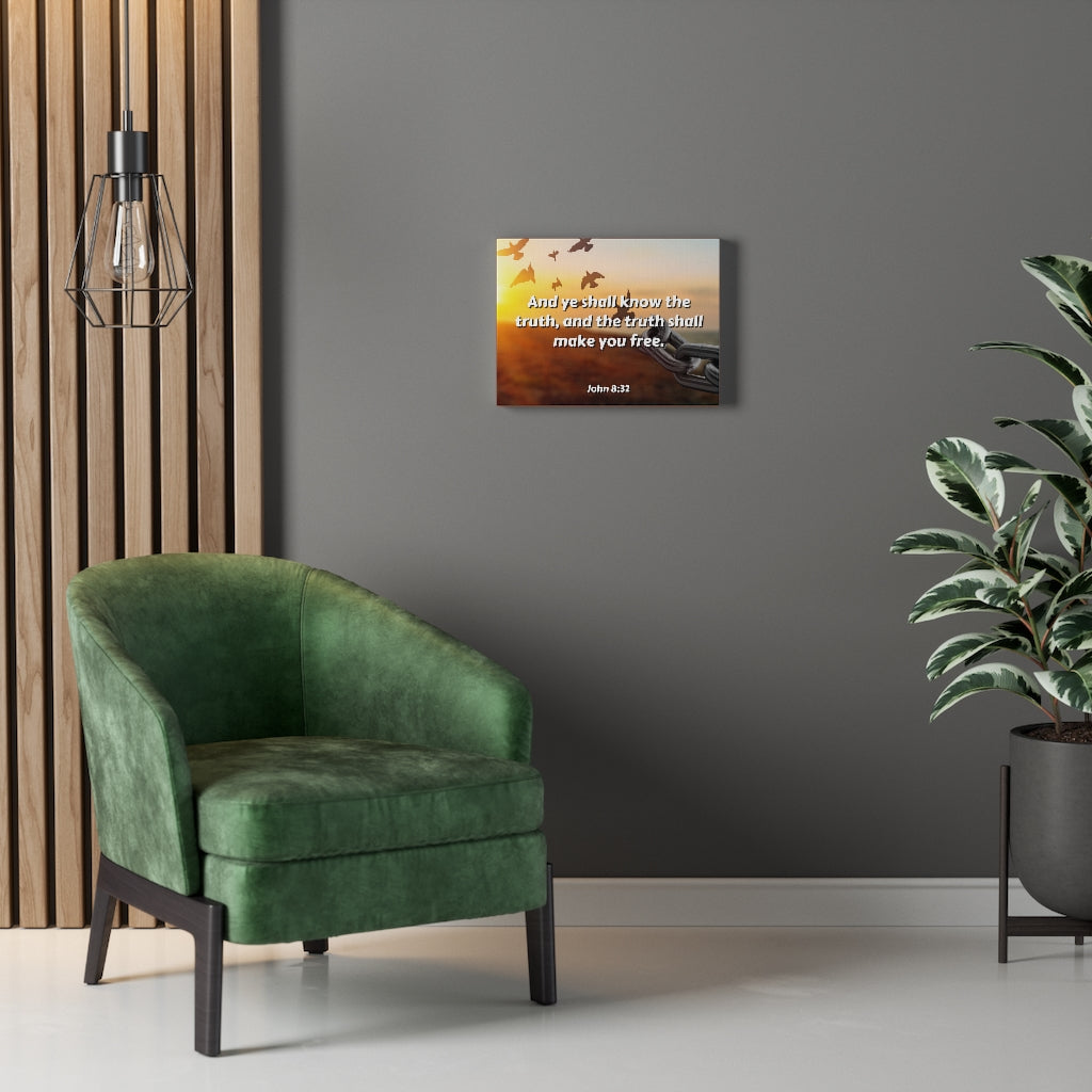 The Truth John 8:32 Bible Verse Canvas Christian Wall Art Ready to Hang Unframed-Express Your Love Gifts