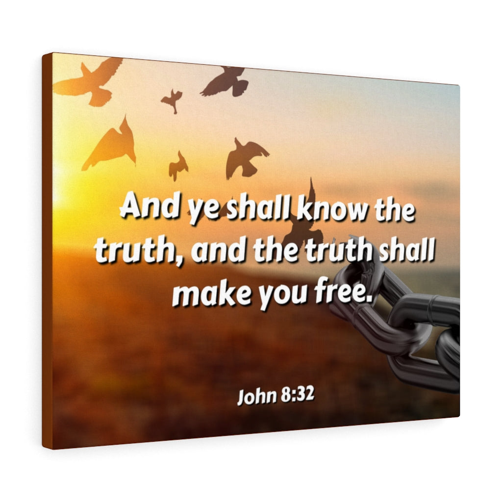 The Truth John 8:32 Bible Verse Canvas Christian Wall Art Ready to Hang Unframed-Express Your Love Gifts