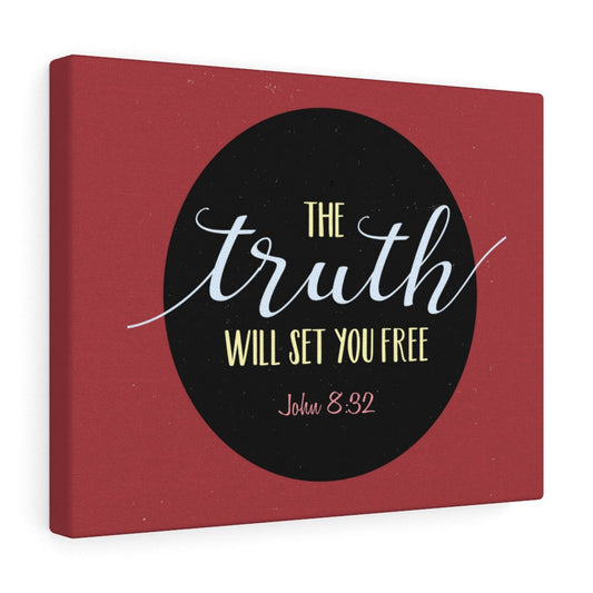 The Truth Red John 8:32 Bible Verse Canvas Christian Wall Art Ready to Hang Unframed-Express Your Love Gifts