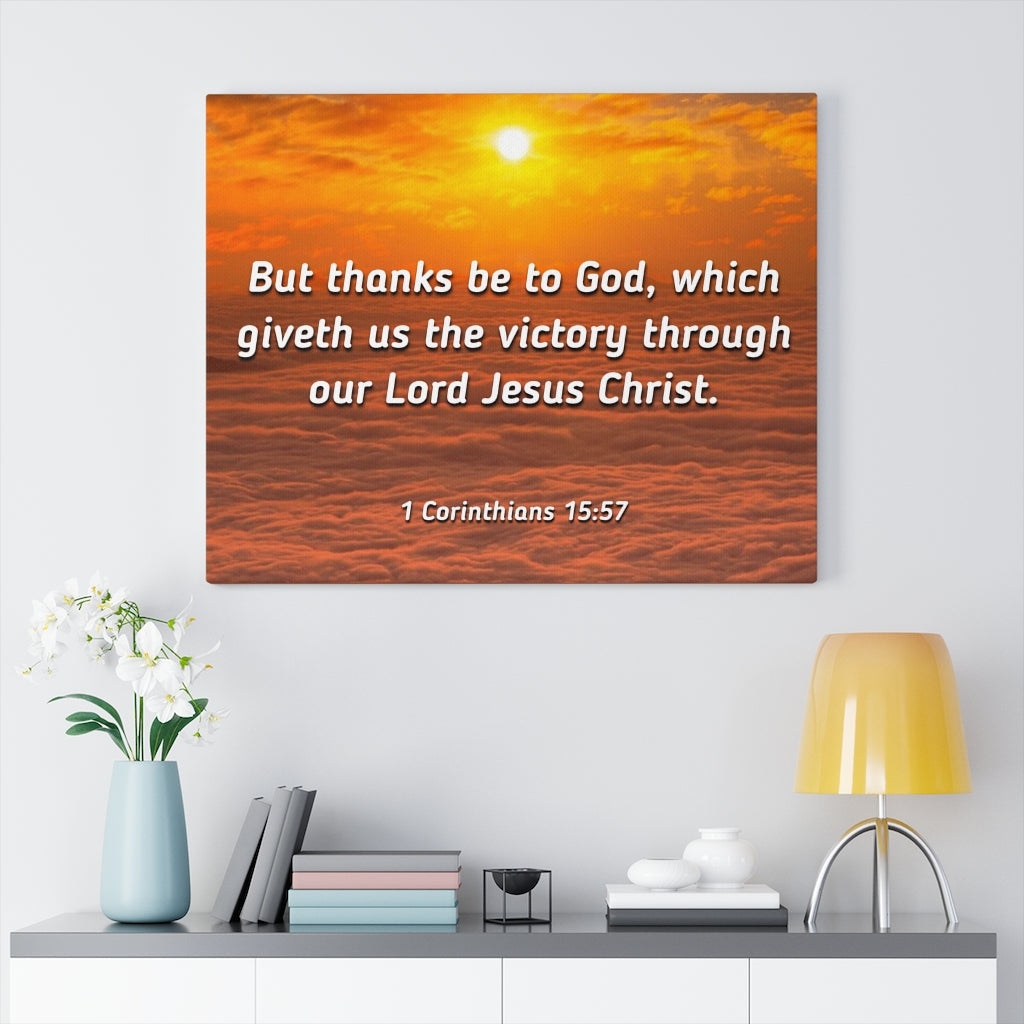 The Victory 1 Corinthians 15:57 Bible Verse Canvas Christian Wall Art Ready to Hang Unframed-Express Your Love Gifts