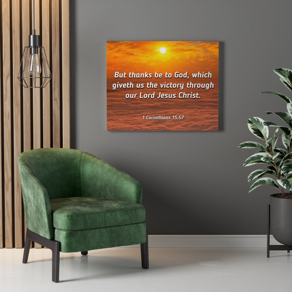 The Victory 1 Corinthians 15:57 Bible Verse Canvas Christian Wall Art Ready to Hang Unframed-Express Your Love Gifts
