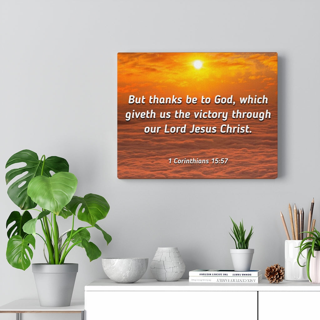 The Victory 1 Corinthians 15:57 Bible Verse Canvas Christian Wall Art Ready to Hang Unframed-Express Your Love Gifts