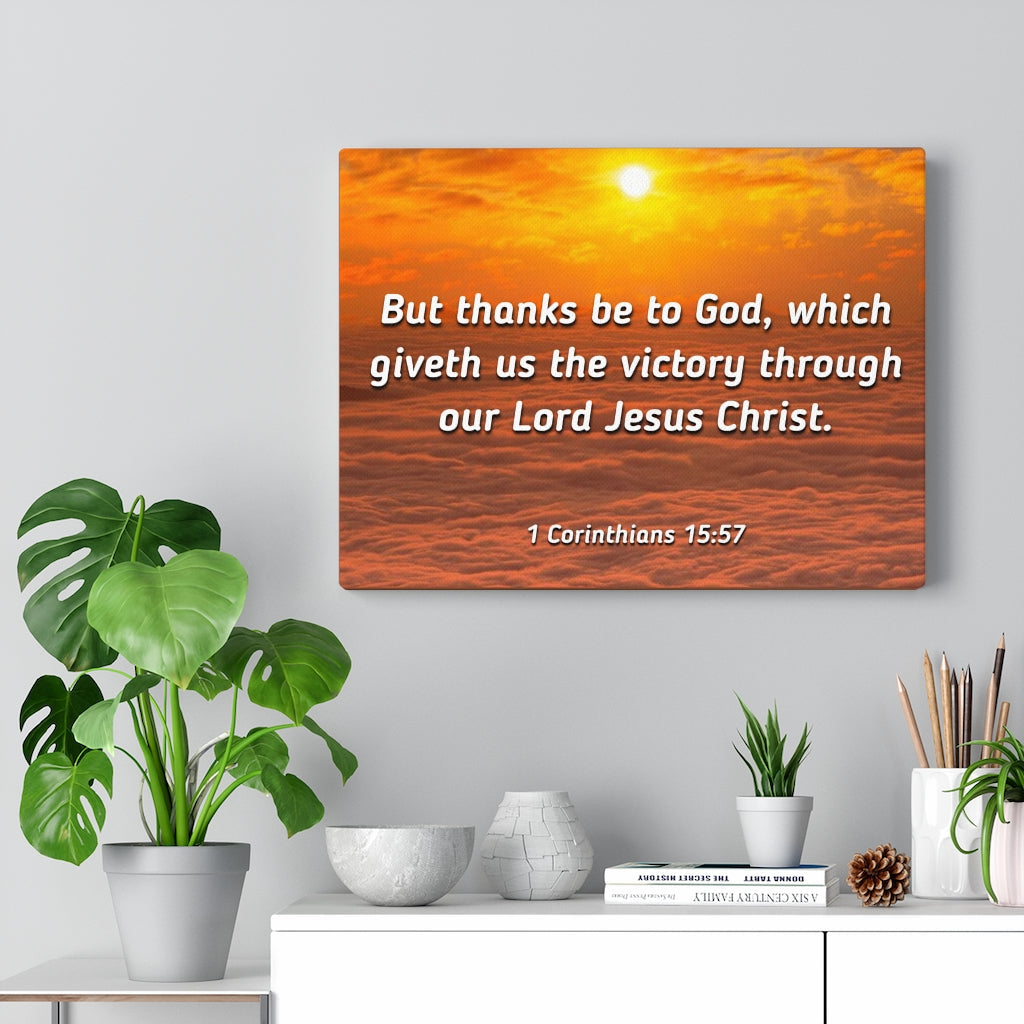 The Victory 1 Corinthians 15:57 Bible Verse Canvas Christian Wall Art Ready to Hang Unframed-Express Your Love Gifts