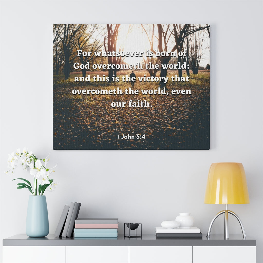 The Victory 1 John 5:4 Bible Verse Canvas Christian Wall Art Ready to Hang Unframed-Express Your Love Gifts
