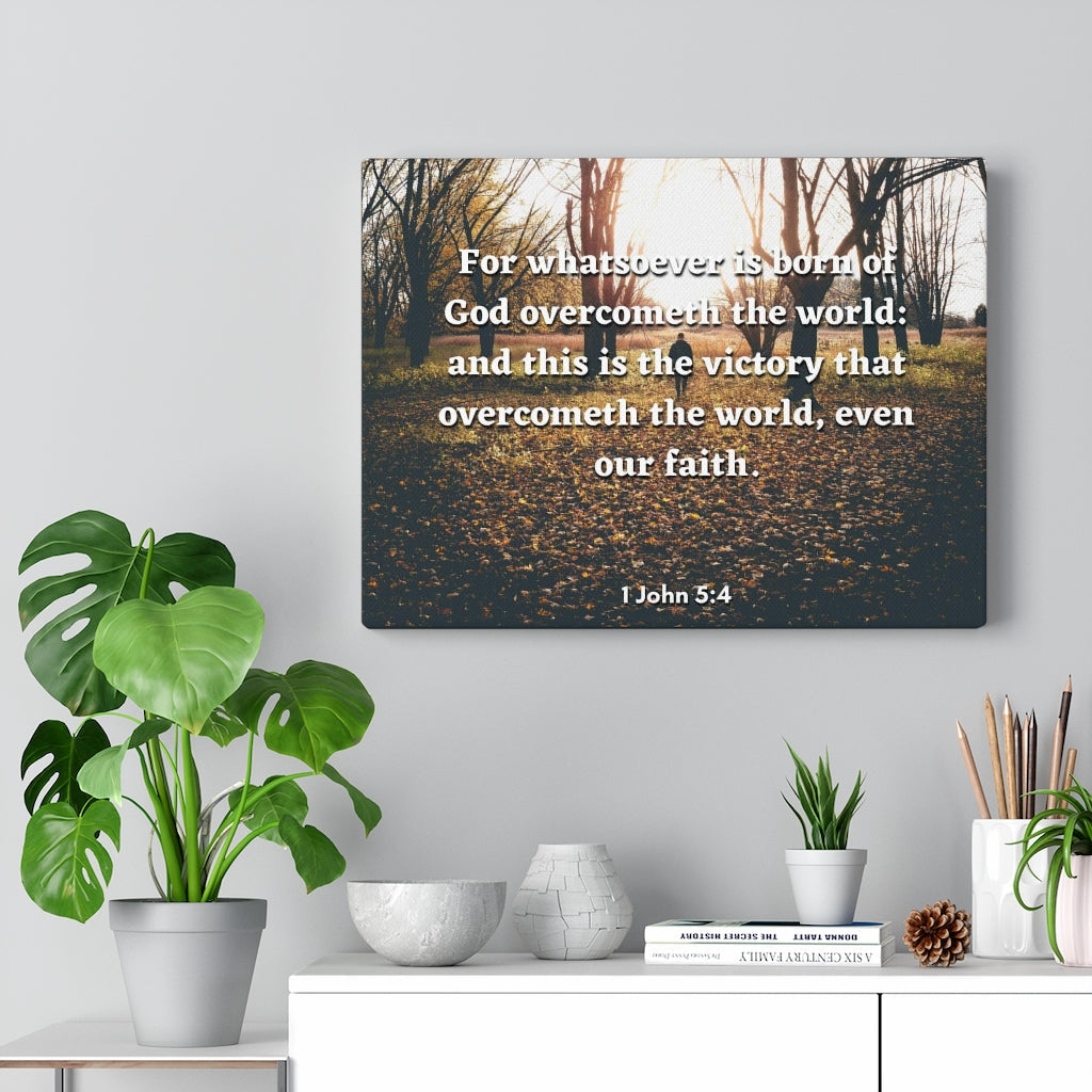 The Victory 1 John 5:4 Bible Verse Canvas Christian Wall Art Ready to Hang Unframed-Express Your Love Gifts