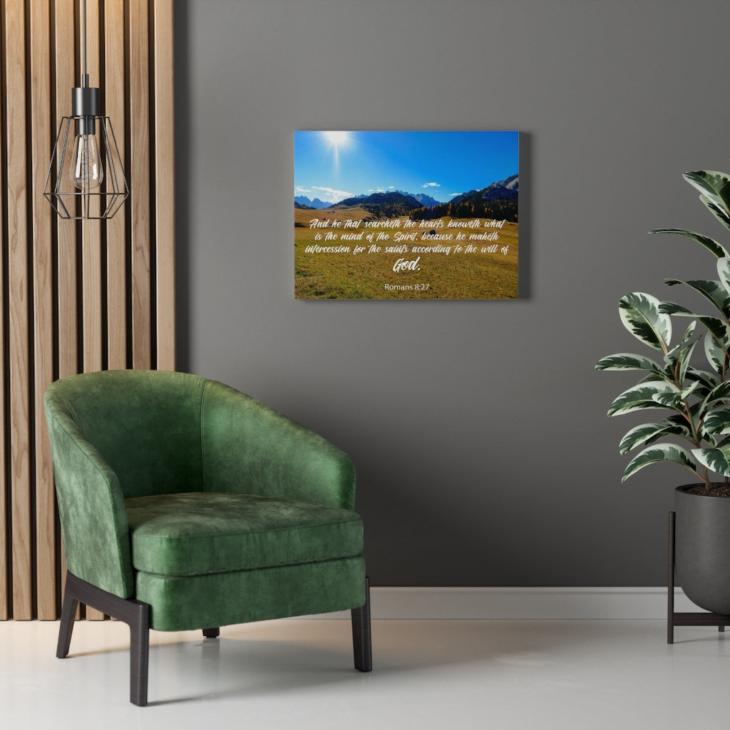 Scripture Walls The Will of God Romans 8:27 Bible Verse Canvas Christian Wall Art Ready to Hang Unframed-Express Your Love Gifts