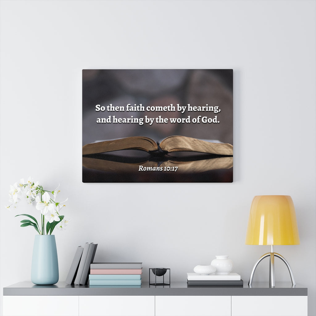The Word Romans 10:17 Bible Verse Canvas Christian Wall Art Ready to Hang Unframed-Express Your Love Gifts