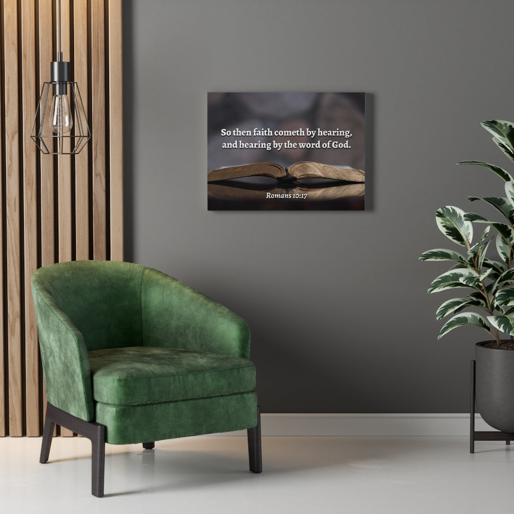 The Word Romans 10:17 Bible Verse Canvas Christian Wall Art Ready to Hang Unframed-Express Your Love Gifts