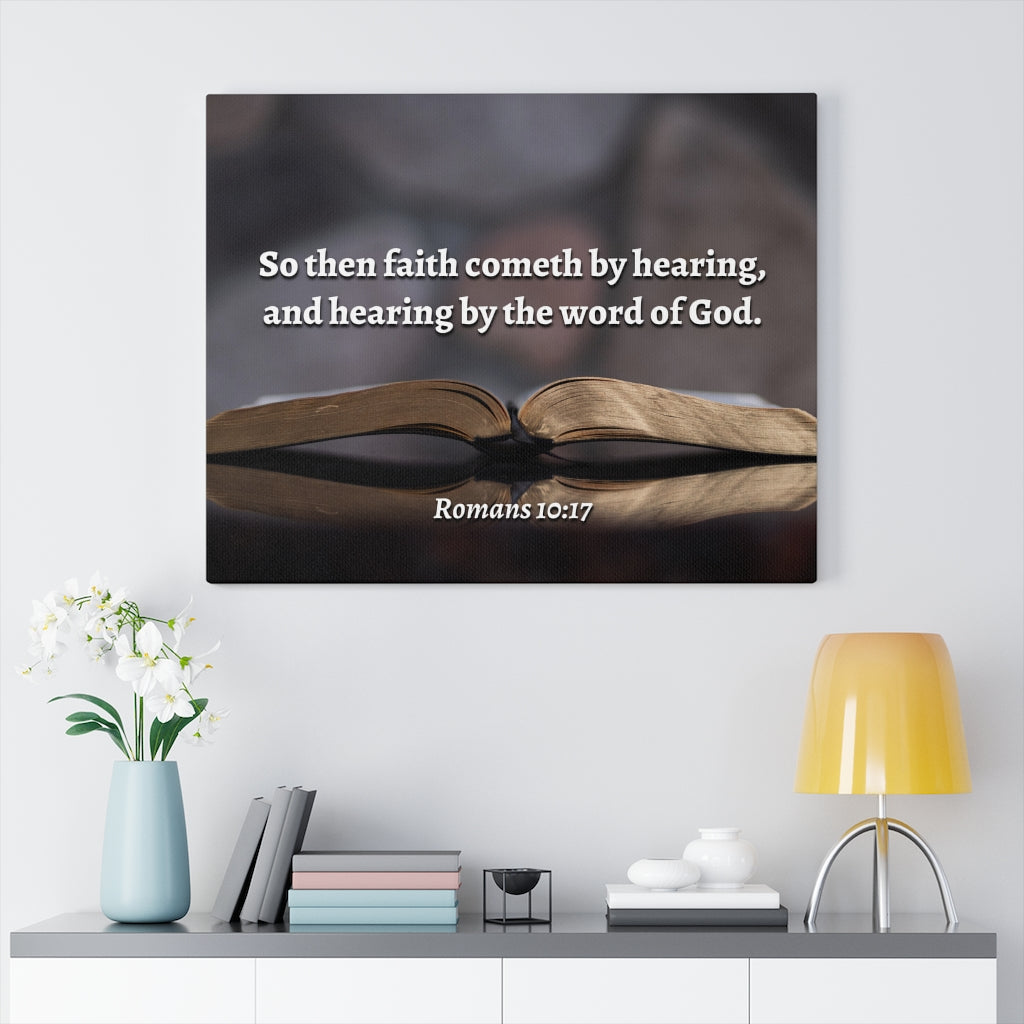 The Word Romans 10:17 Bible Verse Canvas Christian Wall Art Ready to Hang Unframed-Express Your Love Gifts