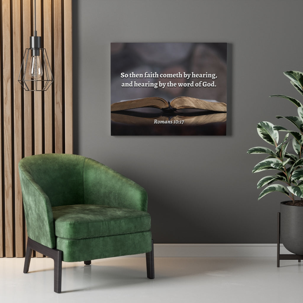 The Word Romans 10:17 Bible Verse Canvas Christian Wall Art Ready to Hang Unframed-Express Your Love Gifts
