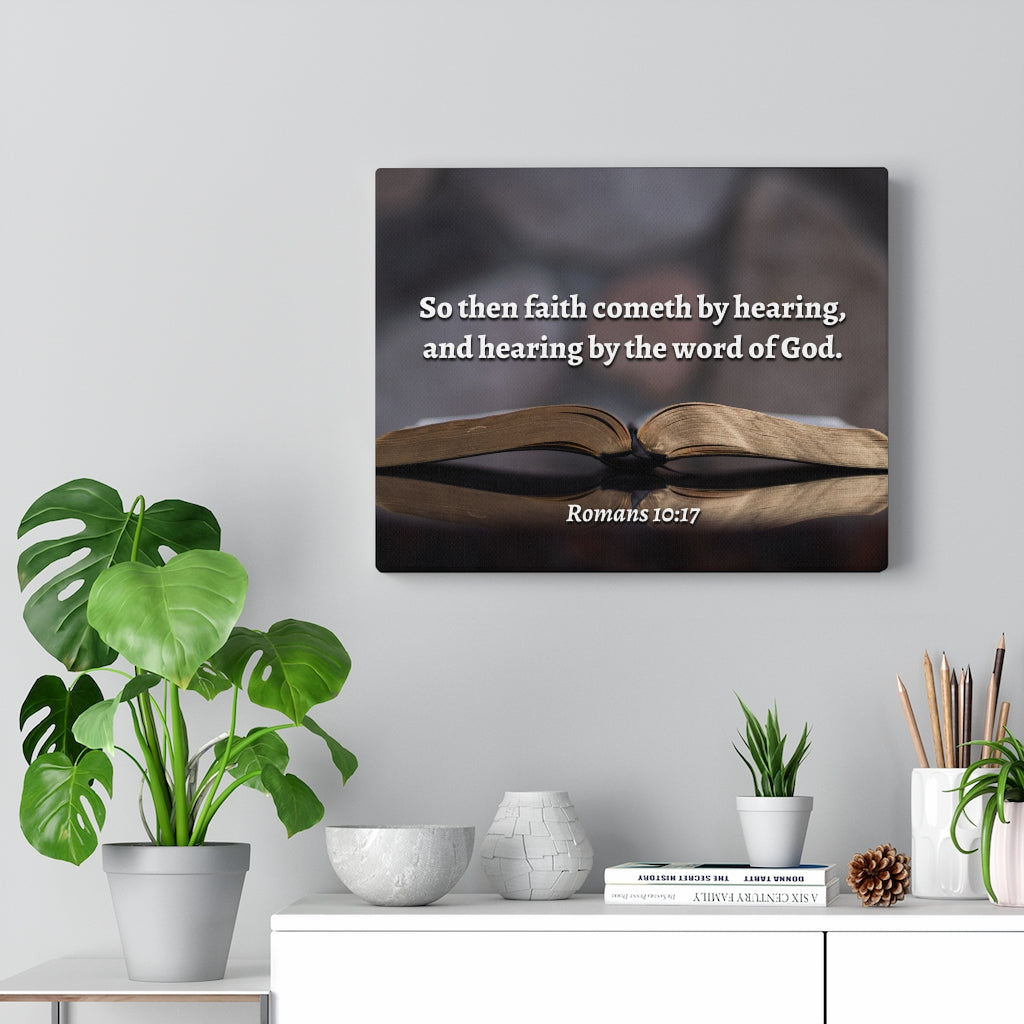 The Word Romans 10:17 Bible Verse Canvas Christian Wall Art Ready to Hang Unframed-Express Your Love Gifts