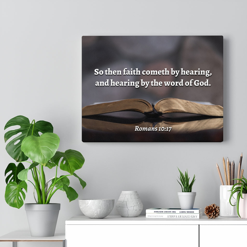 The Word Romans 10:17 Bible Verse Canvas Christian Wall Art Ready to Hang Unframed-Express Your Love Gifts
