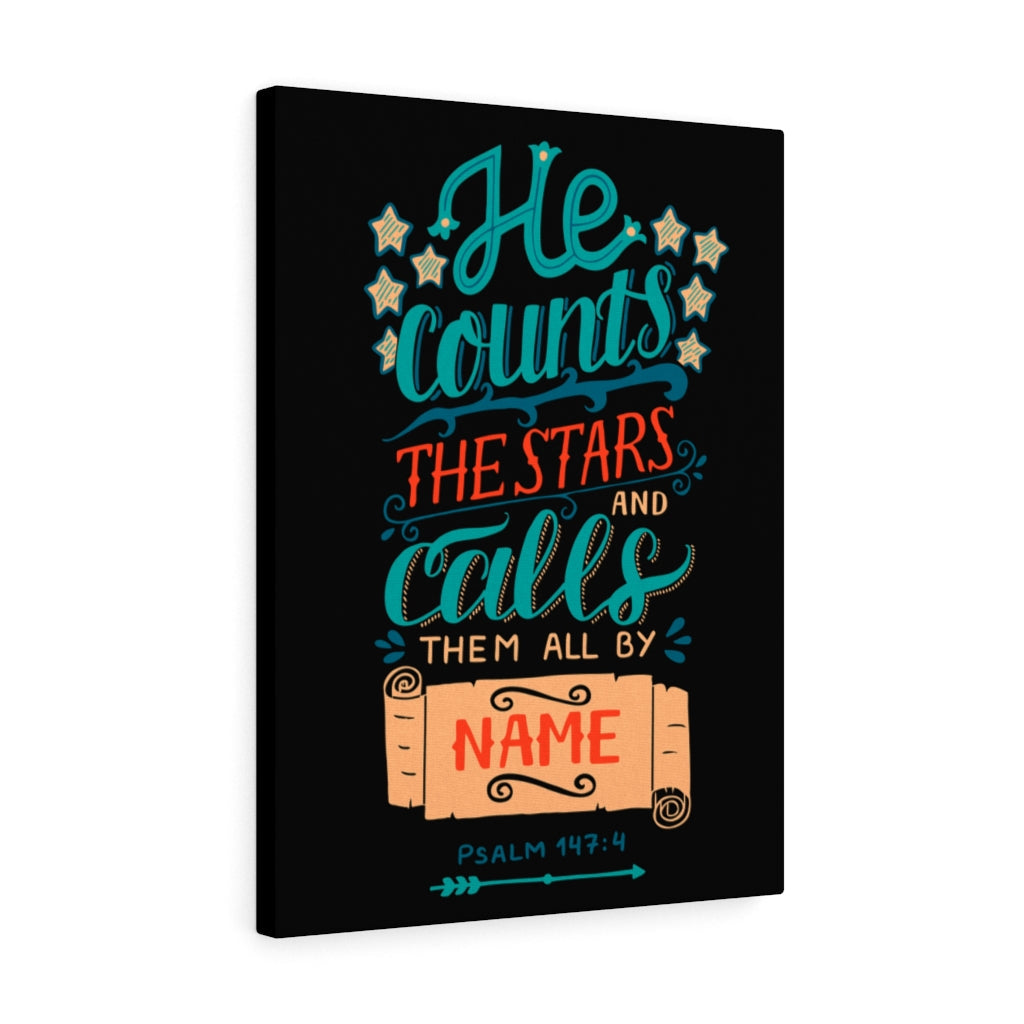 Them All By Name Psalm 147:4 Bible Verse Canvas Christian Wall Art Ready to Hang Unframed-Express Your Love Gifts