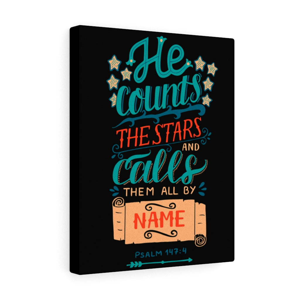 Scripture Walls Them All By Name Psalm 147:4 Bible Verse Canvas Christian Wall Art Ready to Hang Unframed-Express Your Love Gifts