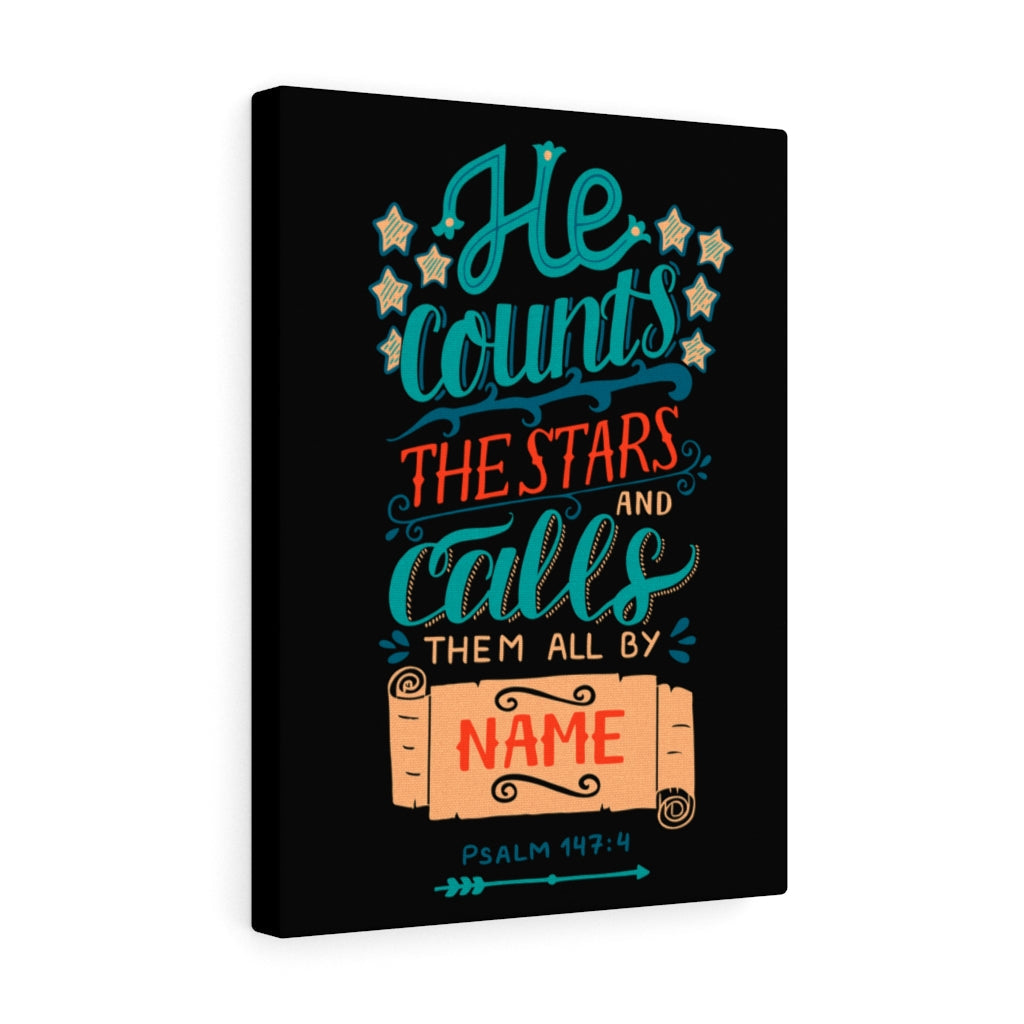 Scripture Walls Them All By Name Psalm 147:4 Bible Verse Canvas Christian Wall Art Ready to Hang Unframed-Express Your Love Gifts