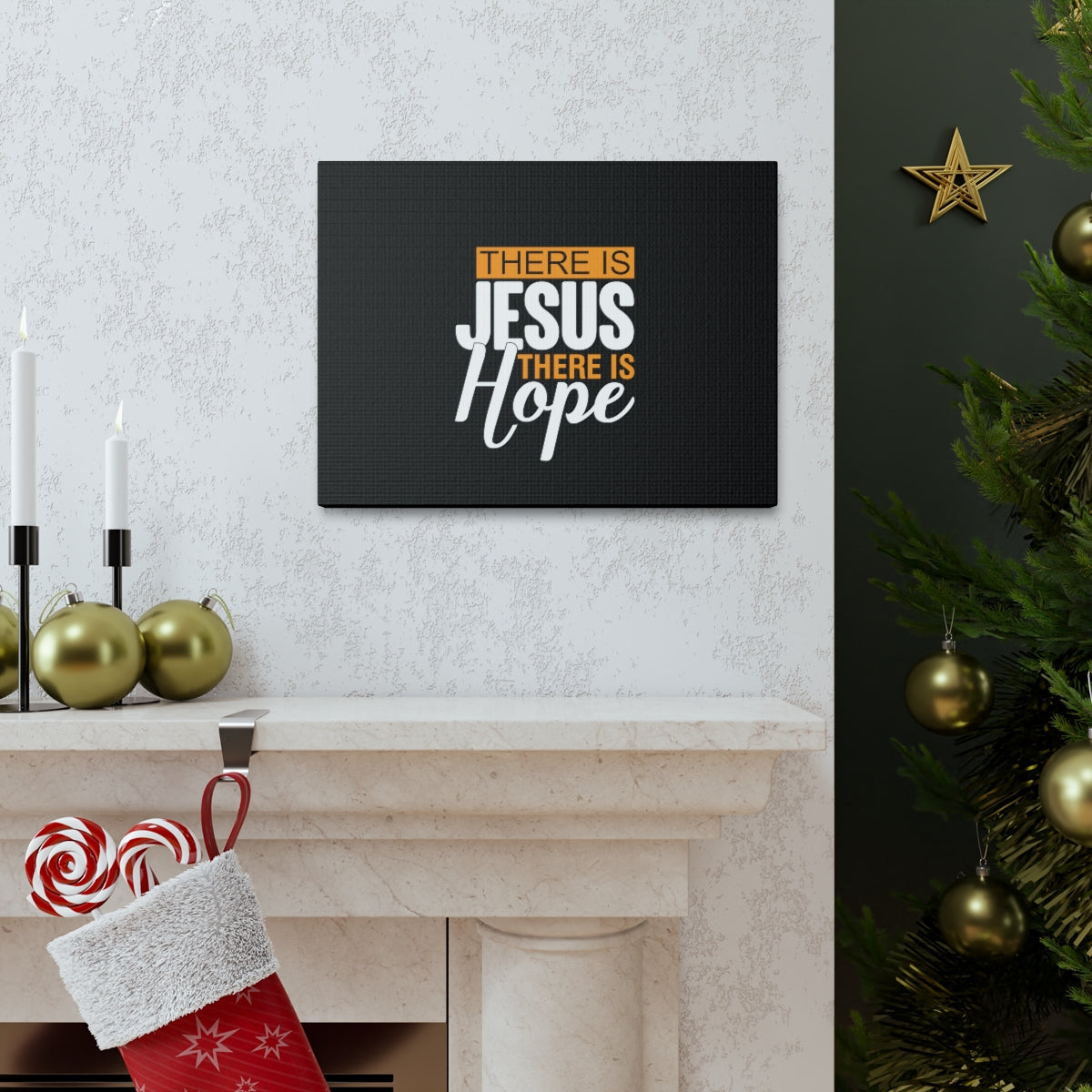 There Is Jesus There Is Hope Titus 2:13 Black Christian Wall Art Bible Verse Print Ready to Hang Unframed-Express Your Love Gifts