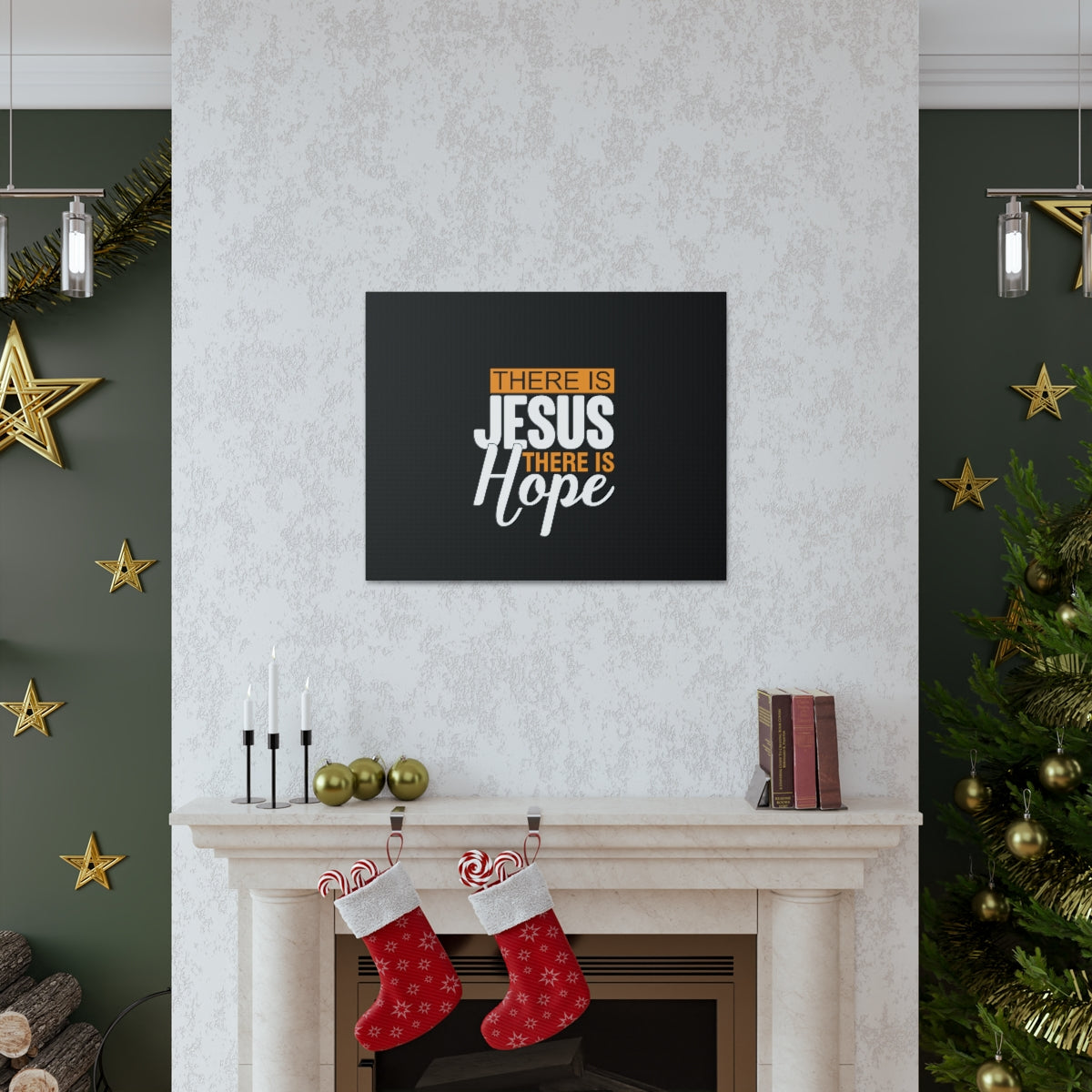 There Is Jesus There Is Hope Titus 2:13 Black Christian Wall Art Bible Verse Print Ready to Hang Unframed-Express Your Love Gifts
