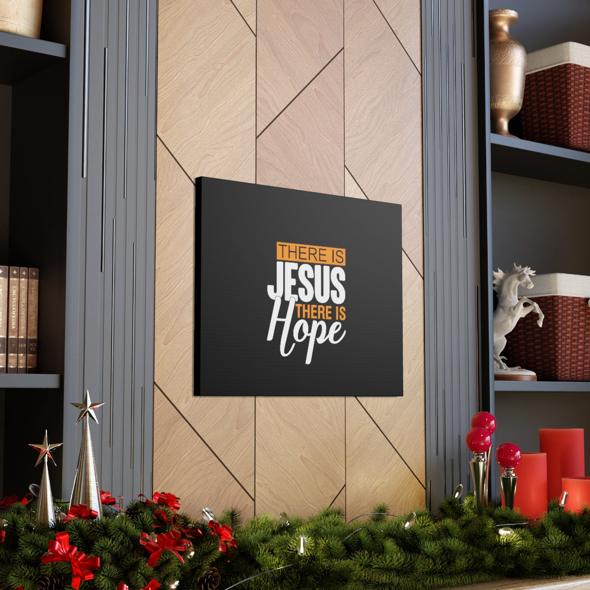 There Is Jesus There Is Hope Titus 2:13 Black Christian Wall Art Bible Verse Print Ready to Hang Unframed-Express Your Love Gifts