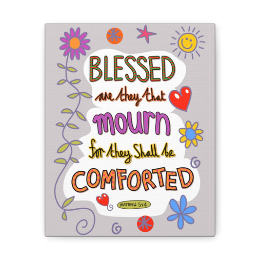 Scripture Walls They Shall Be Comforted Matthew 5:4 Bible Verse Canvas Christian Wall Art Ready to Hang Unframed-Express Your Love Gifts