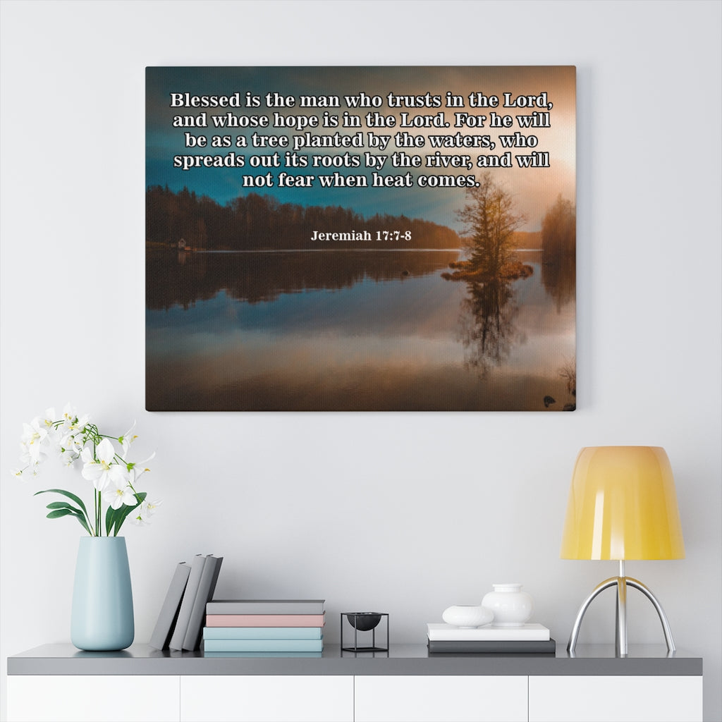 Scripture Walls They Shall Be Like A Tree Christian Jeremiah 17:7-8 Scripture Bible Verse Canvas Christian Wall Art Ready to Hang Unframed-Express Your Love Gifts