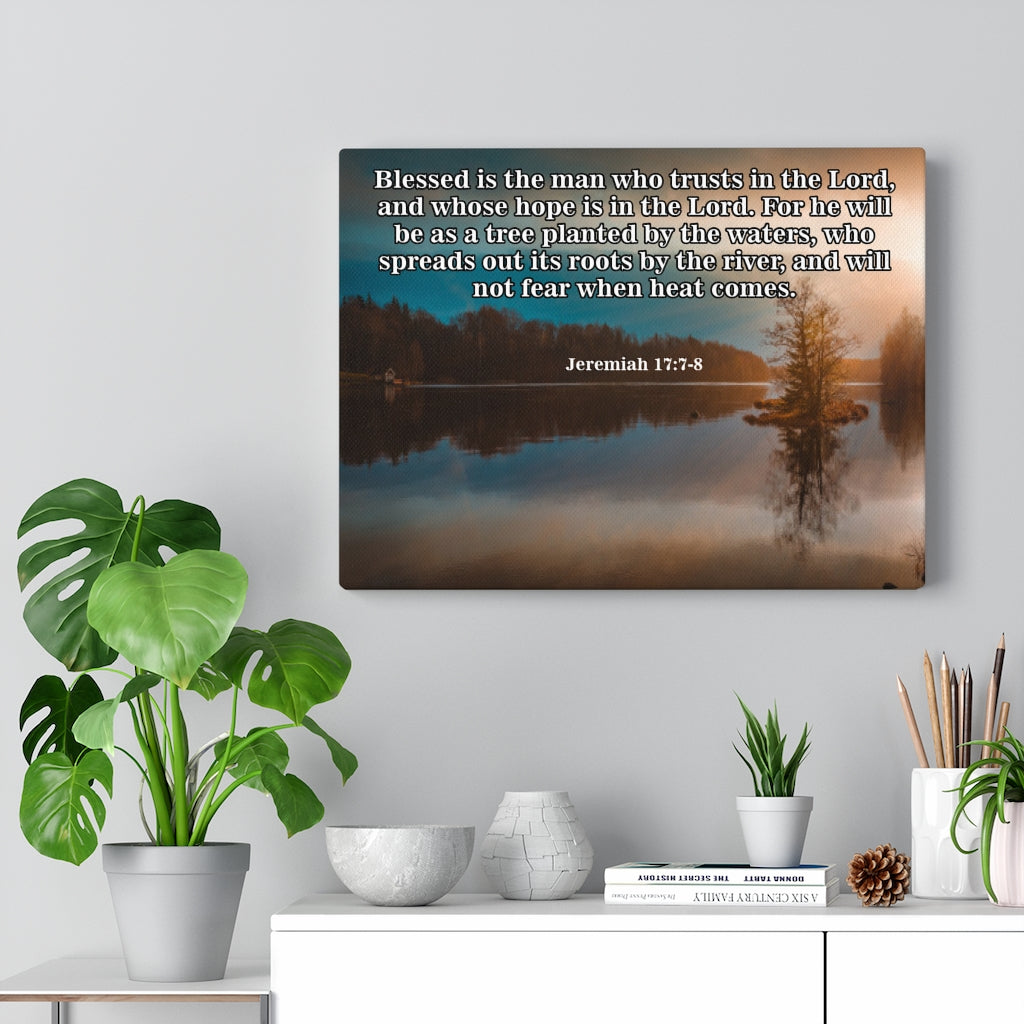 Scripture Walls They Shall Be Like A Tree Christian Jeremiah 17:7-8 Scripture Bible Verse Canvas Christian Wall Art Ready to Hang Unframed-Express Your Love Gifts