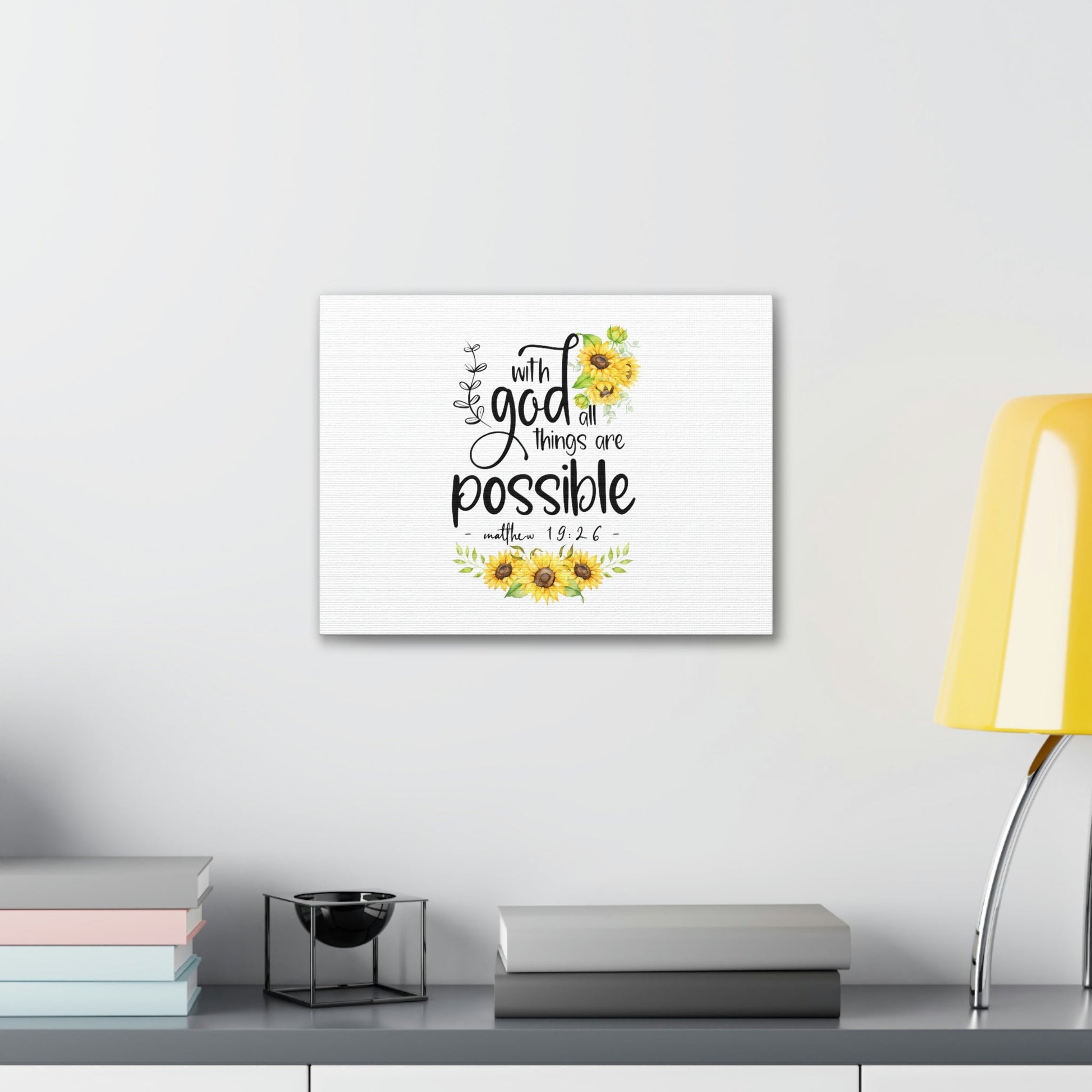 Things Are Possible Matthew 19:26 Sunflower Christian Wall Art Bible Verse Print Ready to Hang Unframed-Express Your Love Gifts