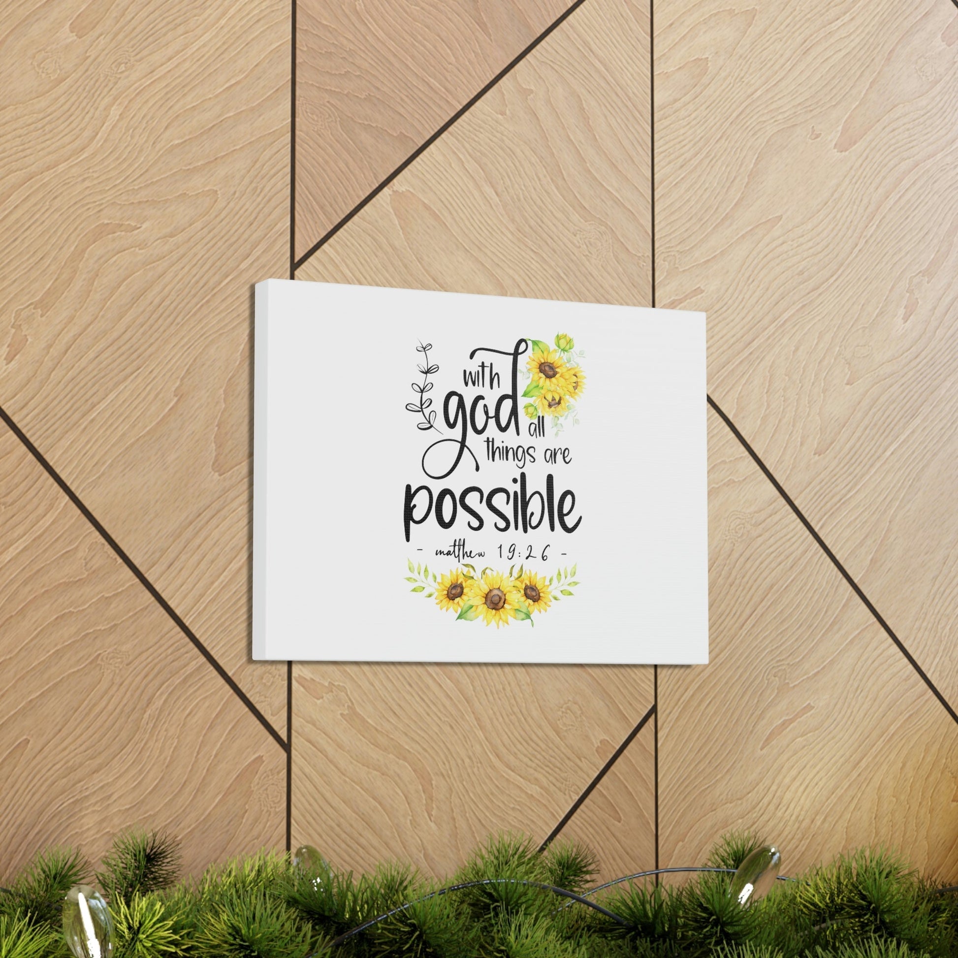 Things Are Possible Matthew 19:26 Sunflower Christian Wall Art Bible Verse Print Ready to Hang Unframed-Express Your Love Gifts