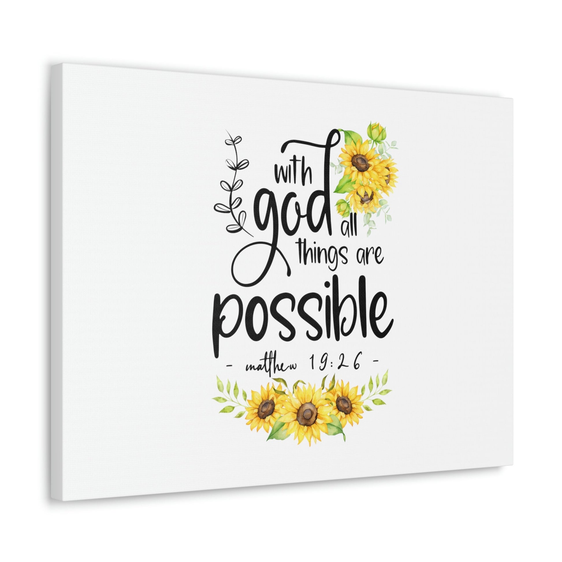 Things Are Possible Matthew 19:26 Sunflower Christian Wall Art Bible Verse Print Ready to Hang Unframed-Express Your Love Gifts