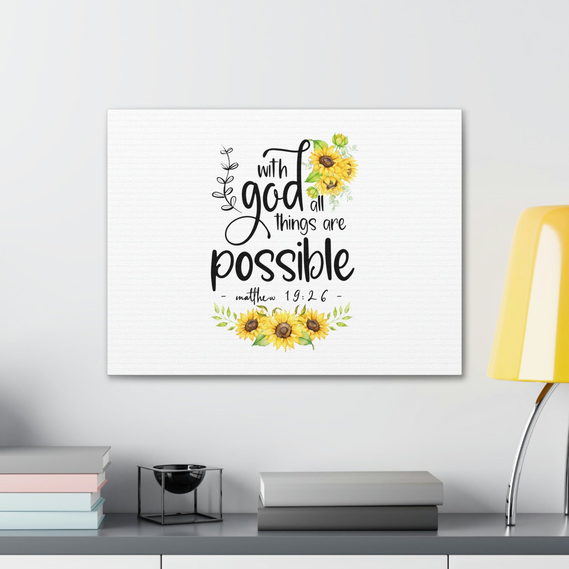 Things Are Possible Matthew 19:26 Sunflower Christian Wall Art Bible Verse Print Ready to Hang Unframed-Express Your Love Gifts