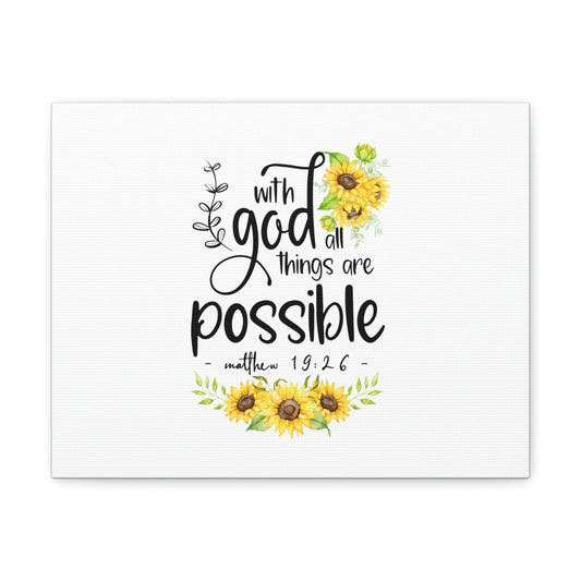 Things Are Possible Matthew 19:26 Sunflower Christian Wall Art Bible Verse Print Ready to Hang Unframed-Express Your Love Gifts