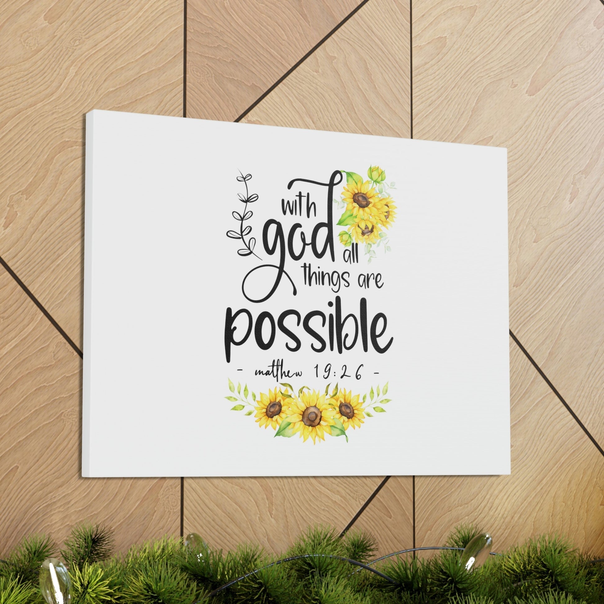 Things Are Possible Matthew 19:26 Sunflower Christian Wall Art Bible Verse Print Ready to Hang Unframed-Express Your Love Gifts
