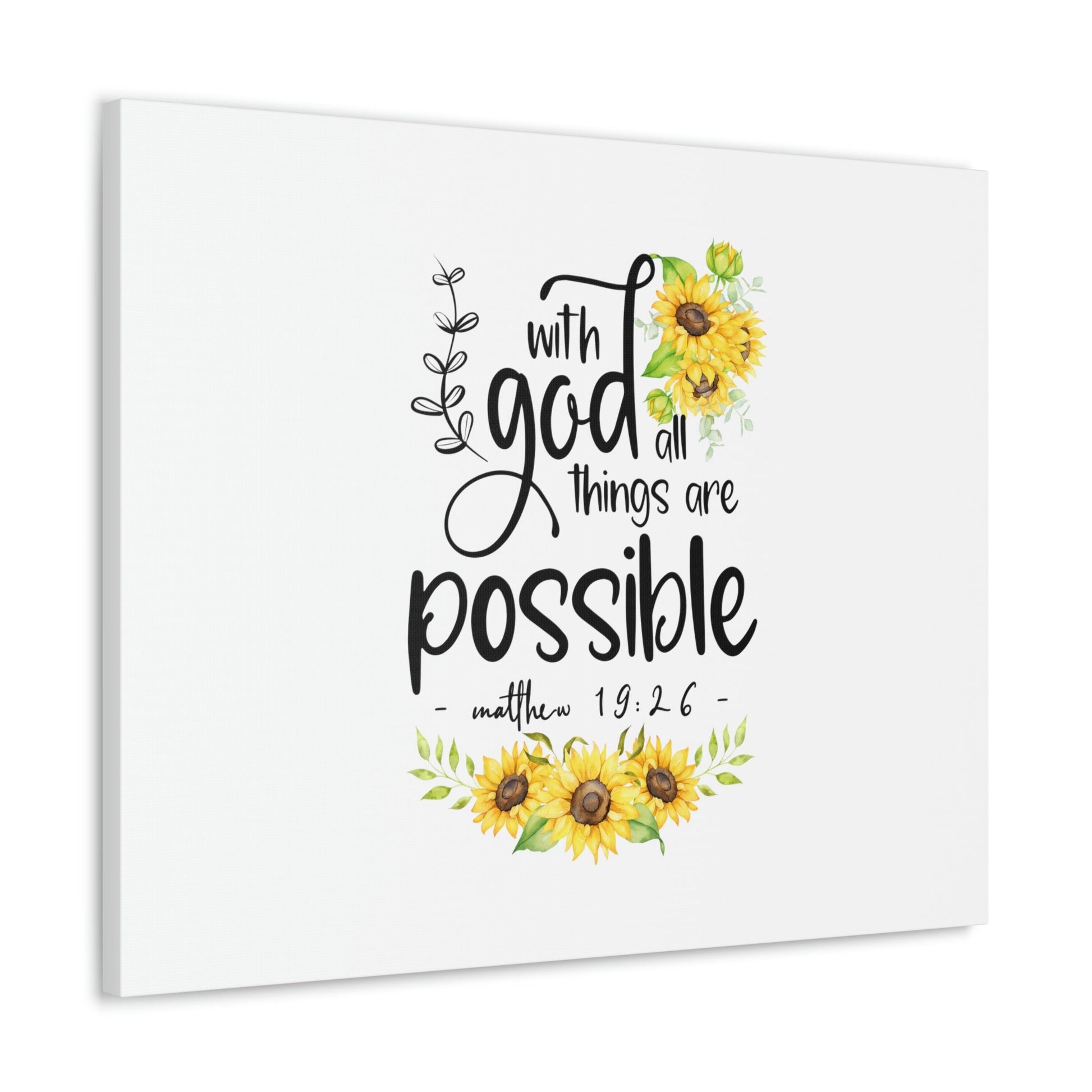 Things Are Possible Matthew 19:26 Sunflower Christian Wall Art Bible Verse Print Ready to Hang Unframed-Express Your Love Gifts