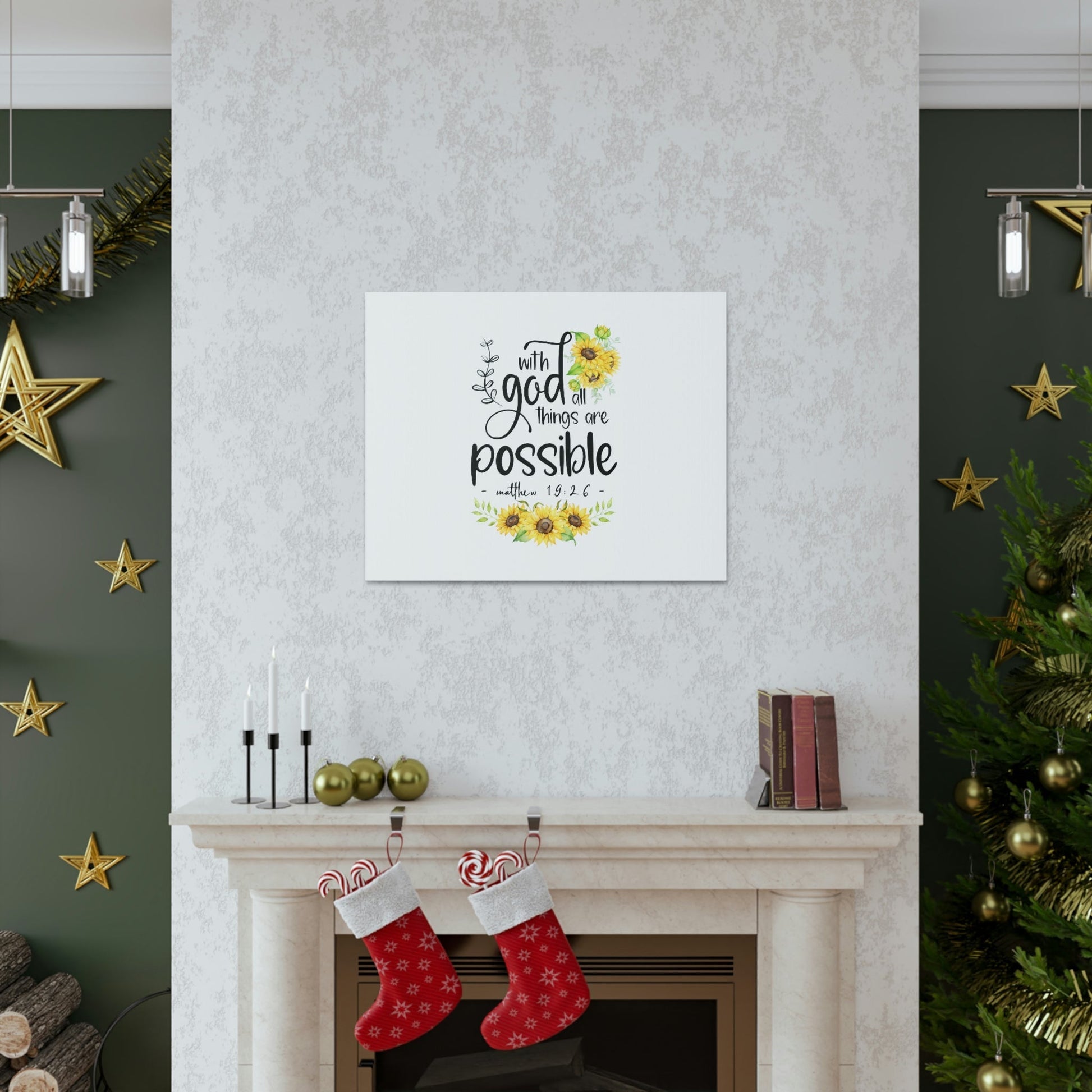 Things Are Possible Matthew 19:26 Sunflower Christian Wall Art Bible Verse Print Ready to Hang Unframed-Express Your Love Gifts