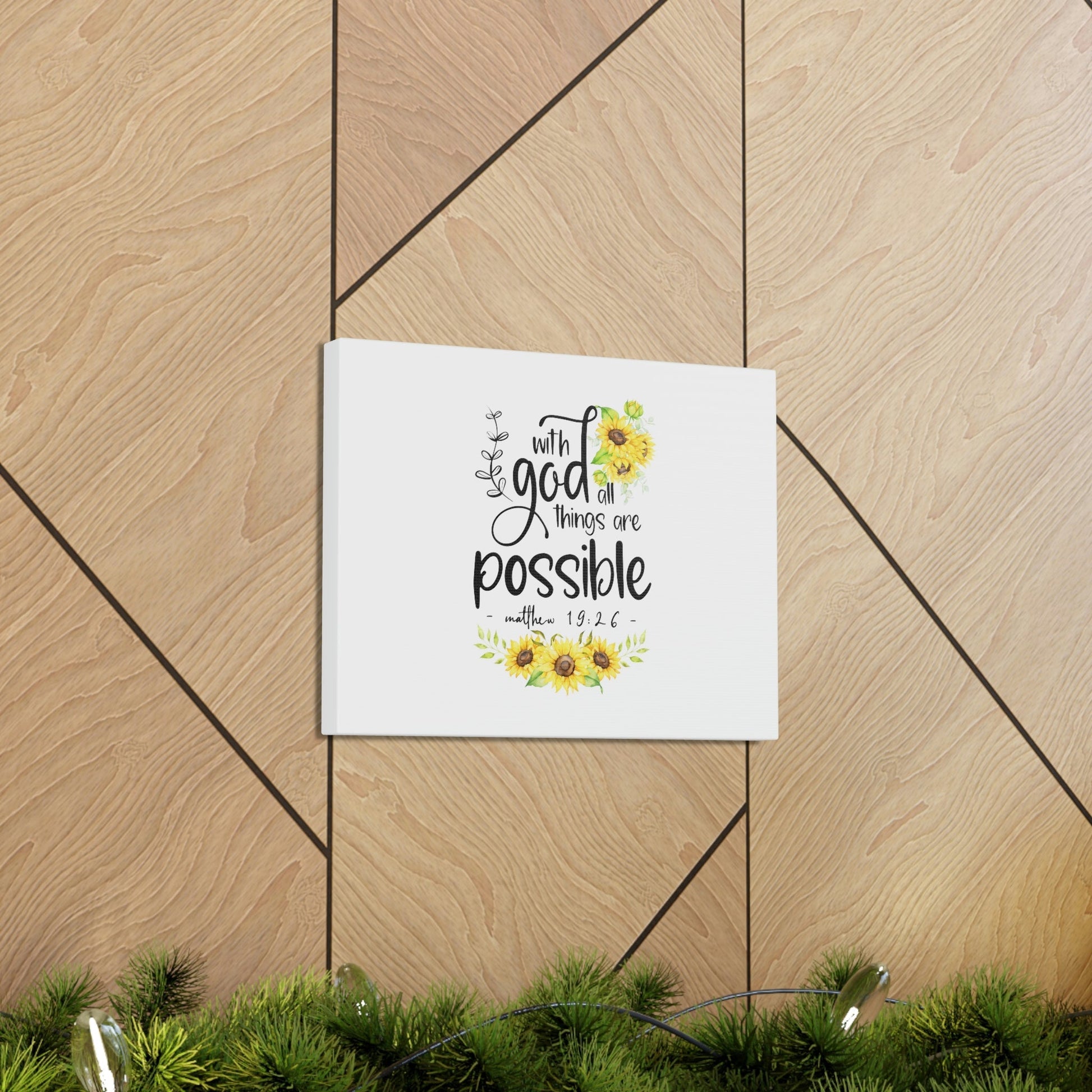 Things Are Possible Matthew 19:26 Sunflower Christian Wall Art Bible Verse Print Ready to Hang Unframed-Express Your Love Gifts