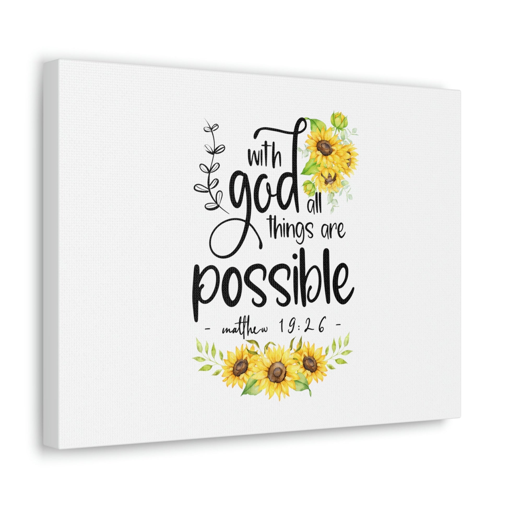 Things Are Possible Matthew 19:26 Sunflower Christian Wall Art Bible Verse Print Ready to Hang Unframed-Express Your Love Gifts
