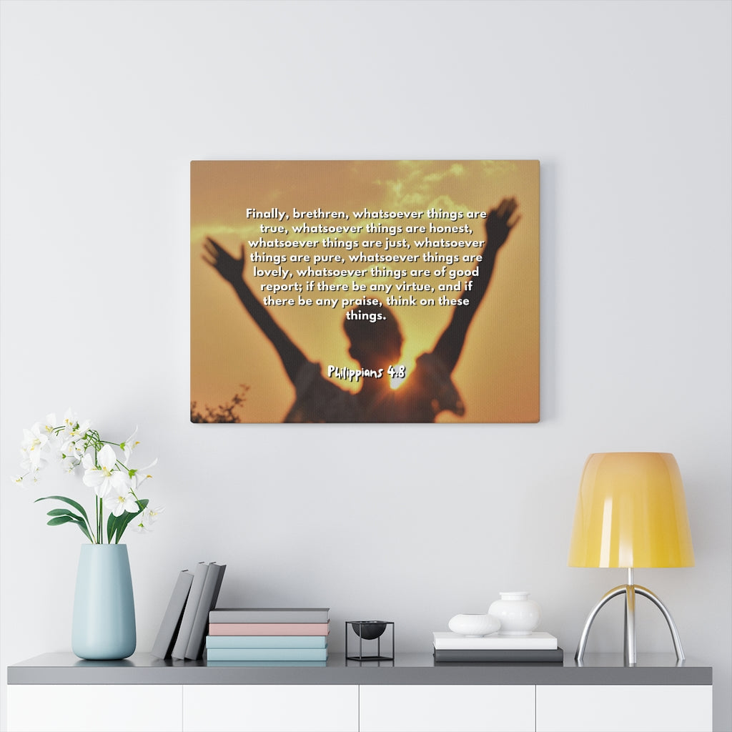 Things Are True Philippians 4:8 Bible Verse Canvas Christian Wall Art Ready to Hang Unframed-Express Your Love Gifts