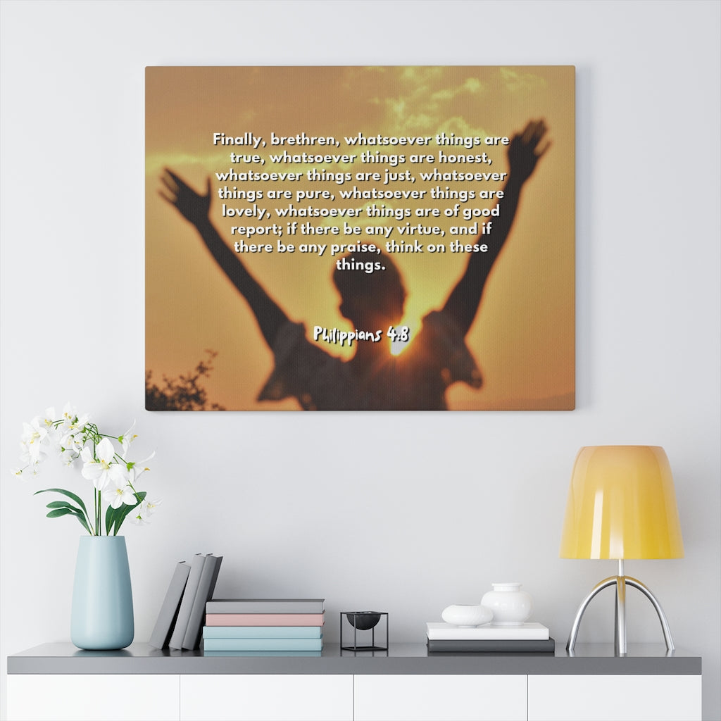 Things Are True Philippians 4:8 Bible Verse Canvas Christian Wall Art Ready to Hang Unframed-Express Your Love Gifts