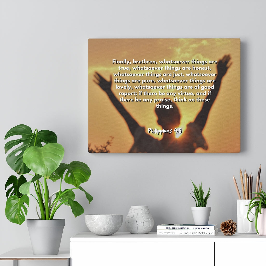 Things Are True Philippians 4:8 Bible Verse Canvas Christian Wall Art Ready to Hang Unframed-Express Your Love Gifts