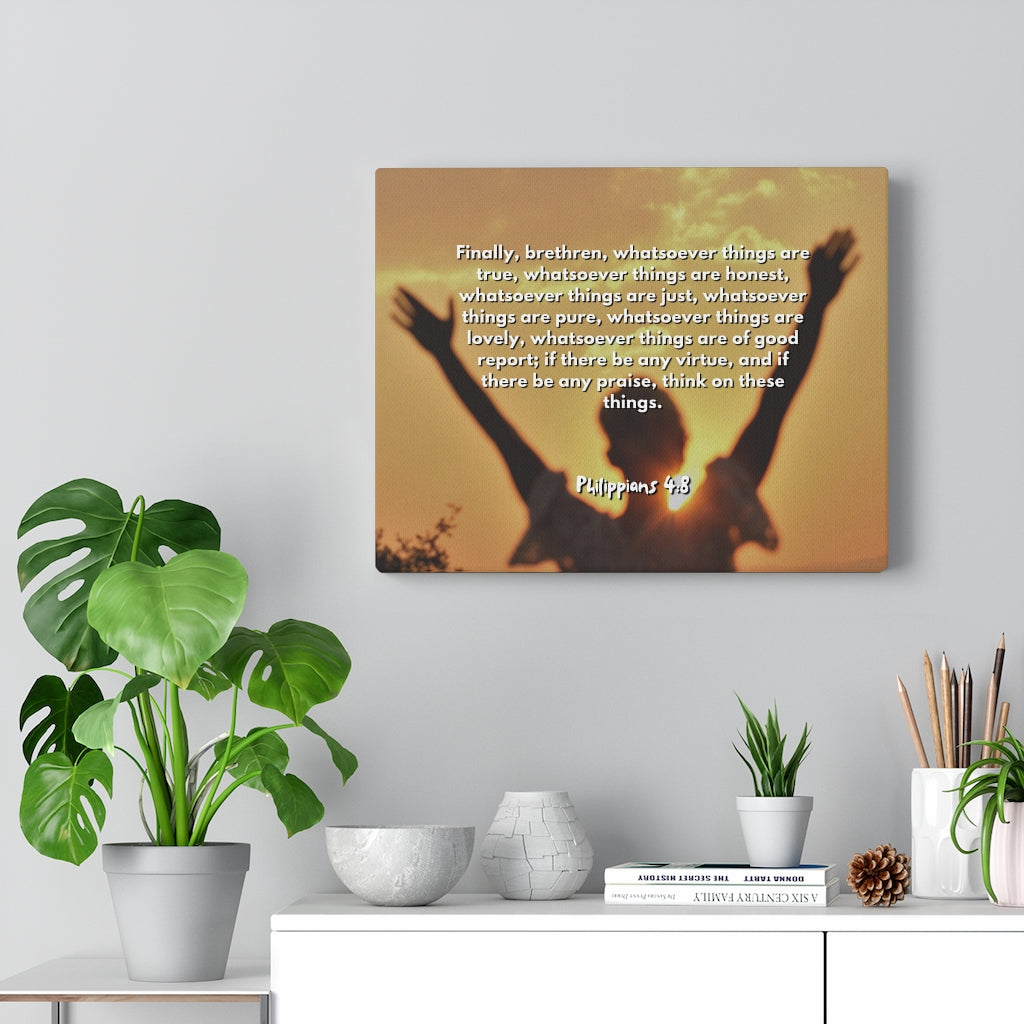 Things Are True Philippians 4:8 Bible Verse Canvas Christian Wall Art Ready to Hang Unframed-Express Your Love Gifts