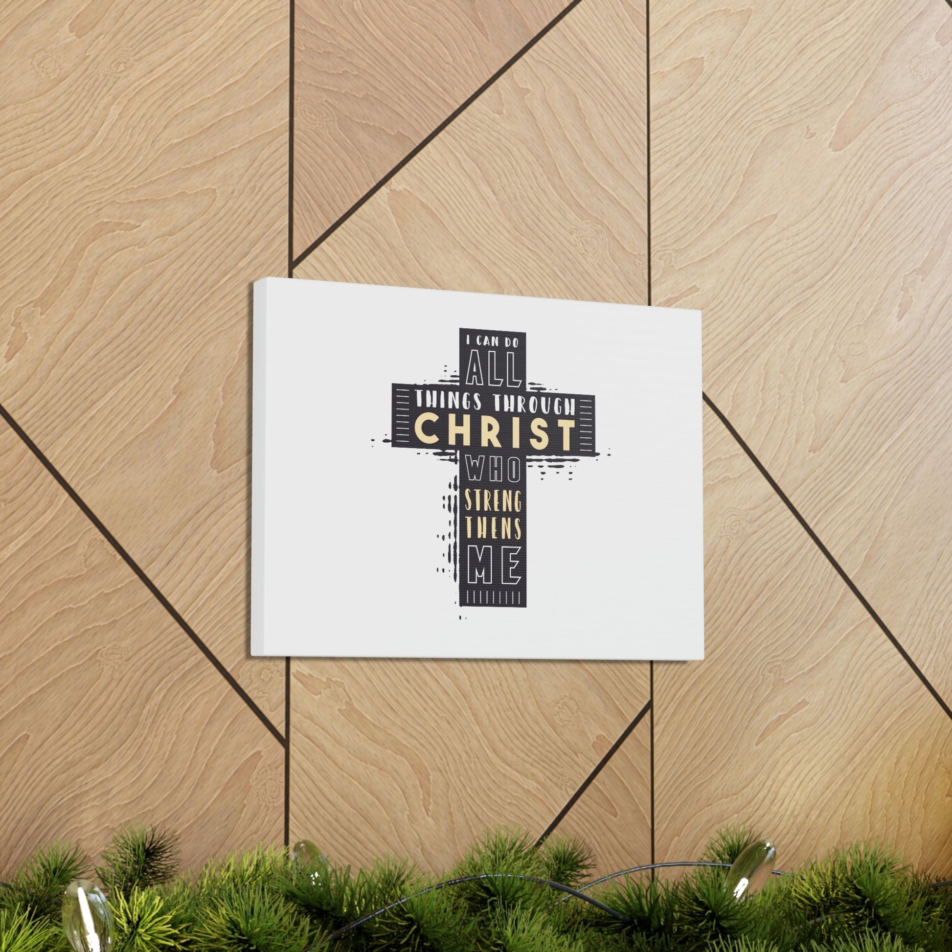Things Through Christ Philippians 4:13 Cross Christian Wall Art Bible Verse Print Ready to Hang Unframed-Express Your Love Gifts