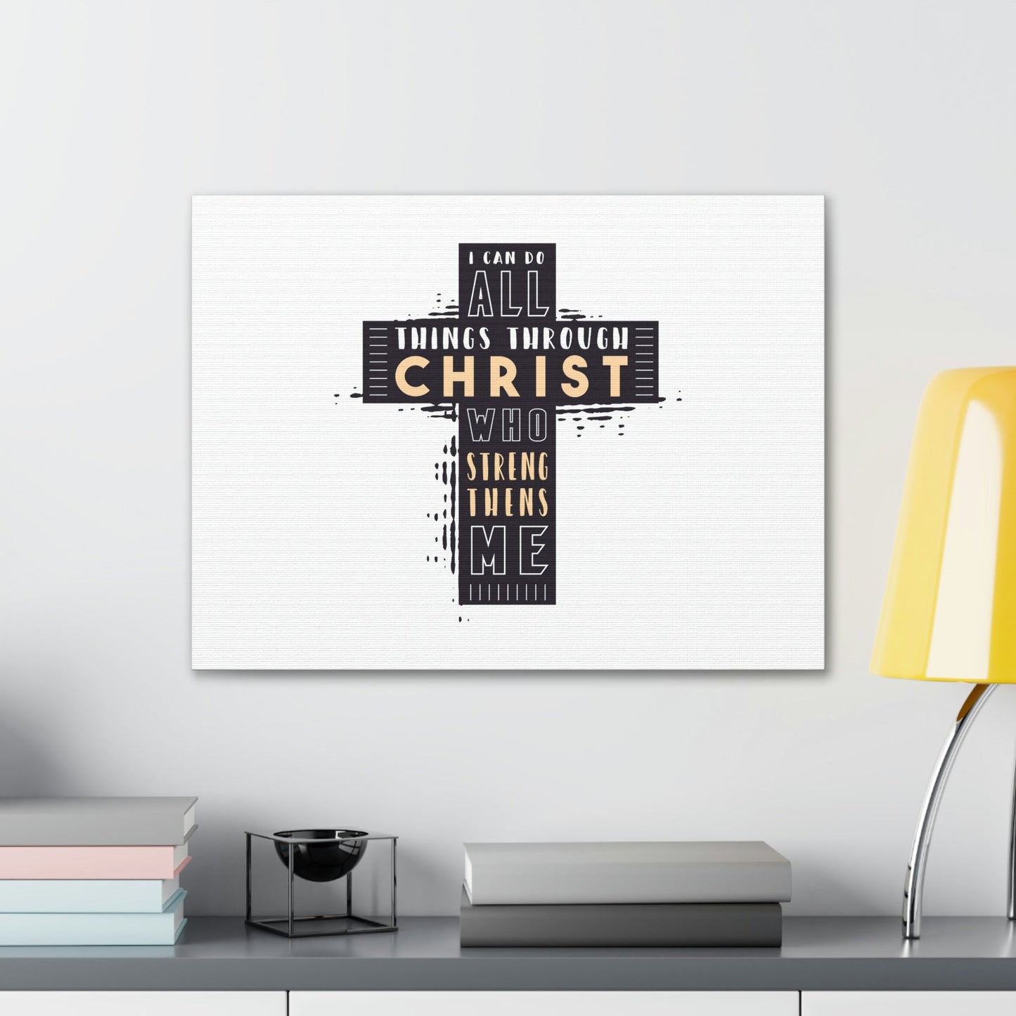 Things Through Christ Philippians 4:13 Cross Christian Wall Art Bible Verse Print Ready to Hang Unframed-Express Your Love Gifts