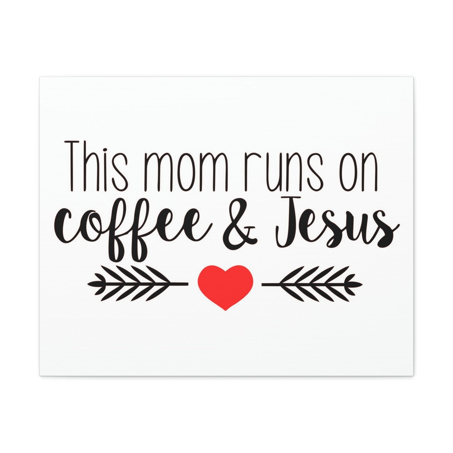 This Mom Runs On Coffee & Jesus Mark 10:27 Coffee Christian Wall Art Print Ready to Hang Unframed-Express Your Love Gifts
