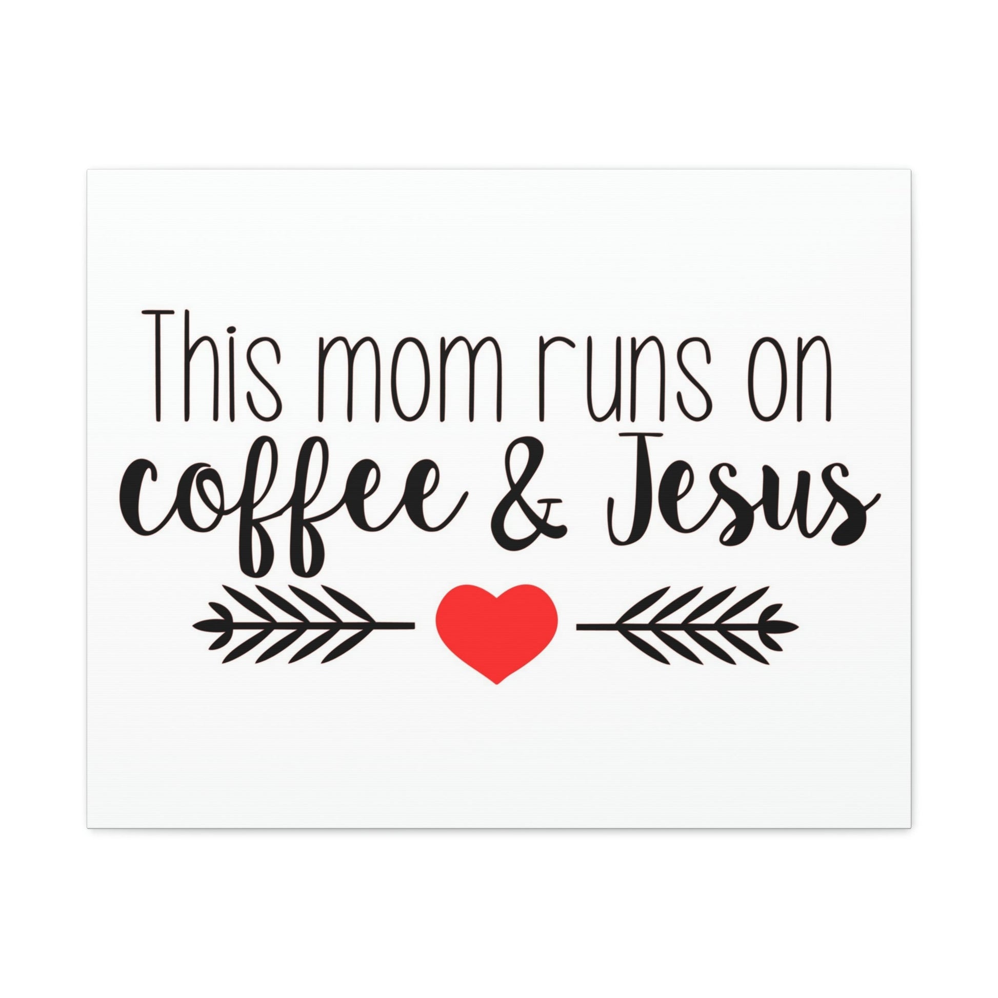 This Mom Runs On Coffee & Jesus Mark 10:27 Coffee Christian Wall Art Print Ready to Hang Unframed-Express Your Love Gifts