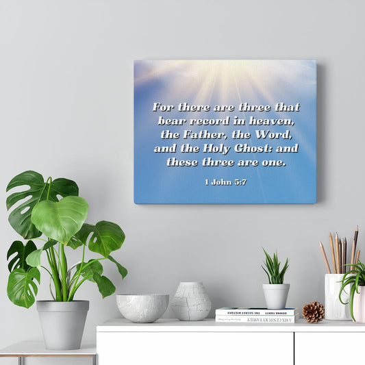 Three Are One 1 John 5:7 Bible Verse Canvas Christian Wall Art Ready to Hang Unframed-Express Your Love Gifts