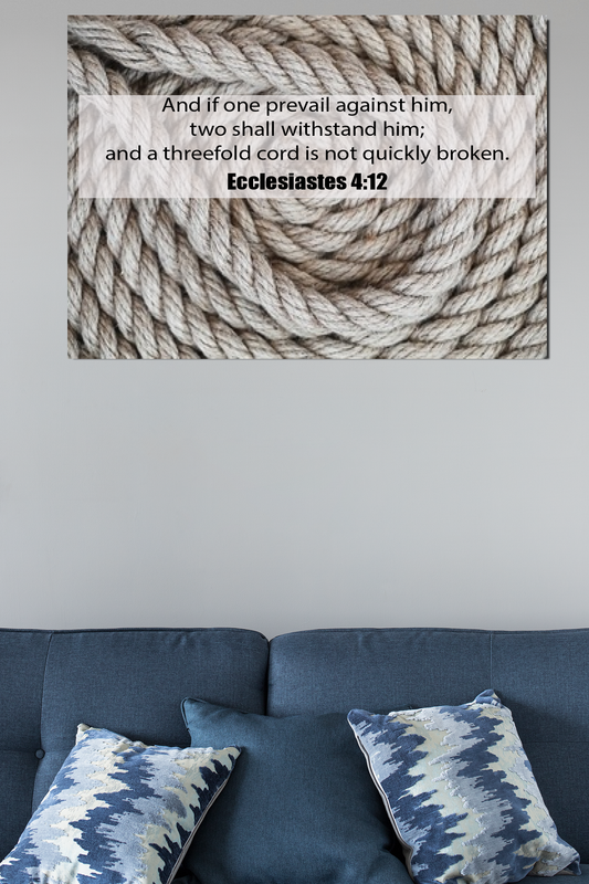 Scripture Walls Threefold Cord Ecclesiastes 4:12 Bible Verse Canvas Christian Wall Art Ready to Hang Unframed-Express Your Love Gifts
