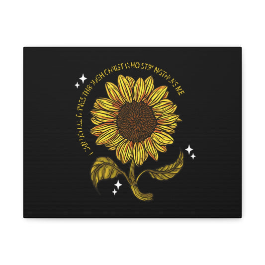 Through Christ Sunflower Philippians 4:13 Christian Wall Art Bible Verse Print Ready to Hang Unframed-Express Your Love Gifts